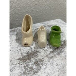 Antique Victorian Style Ceramic Shoe Vases Lot of 3 – Boot / Slipper Planters